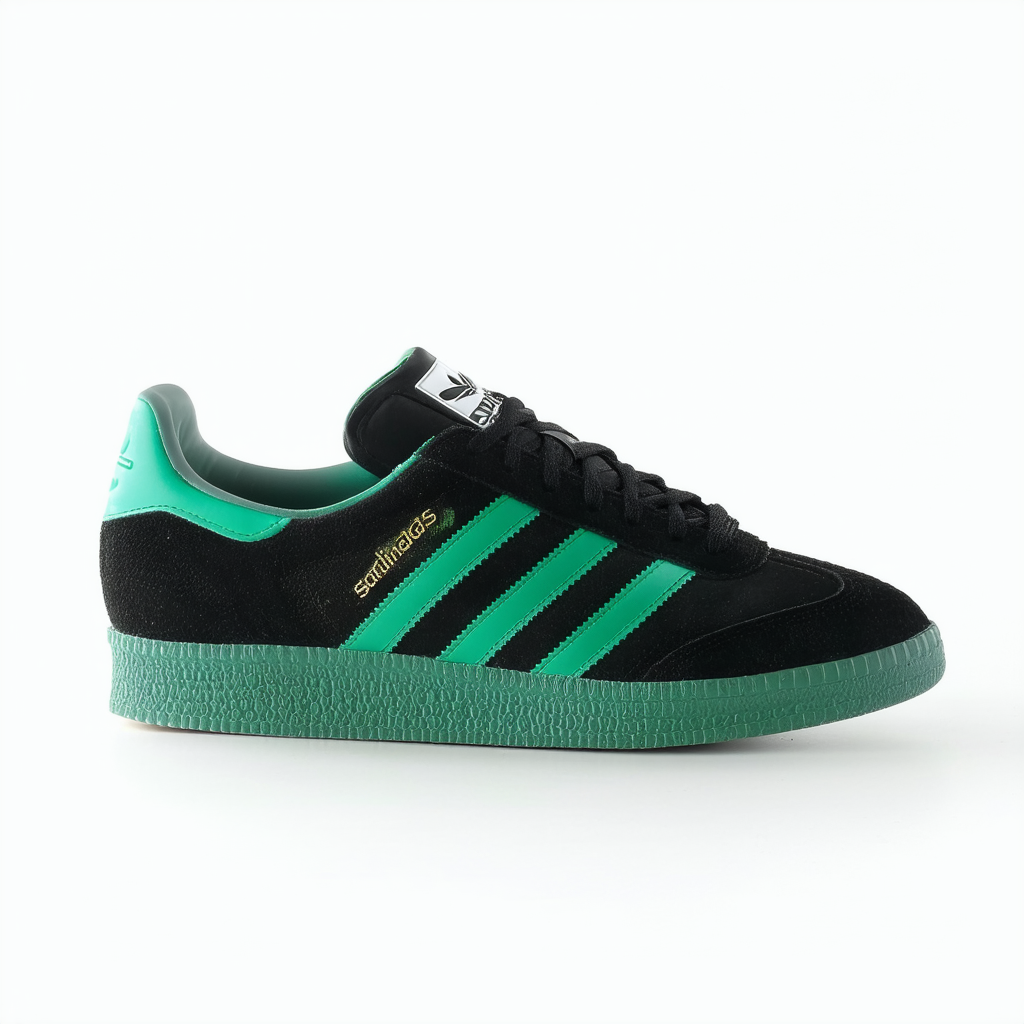adidas Originals Men's Samoa Retro Sneaker,Black/Shock Green/White,15 M US