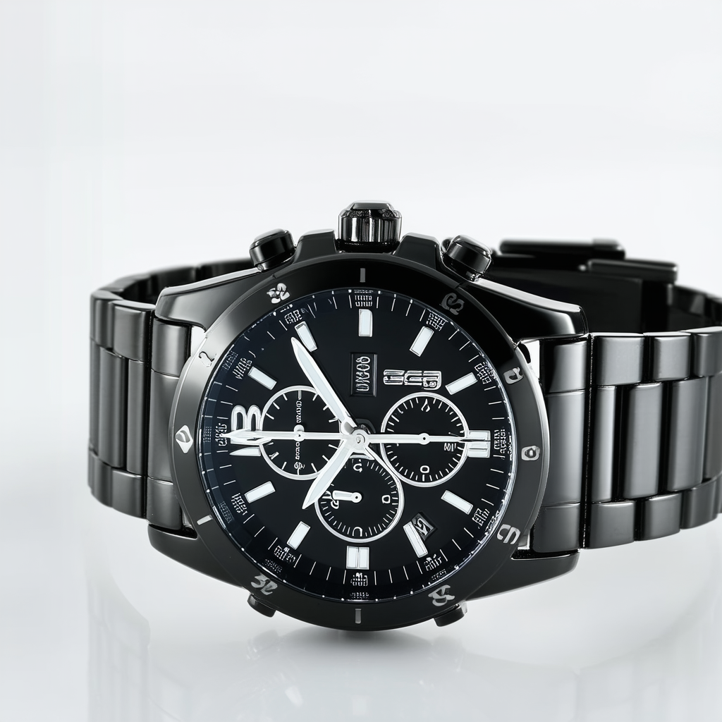 Men's Black Ion-Plated Stainless Steel Knox Chronograph Quartz Black Dial