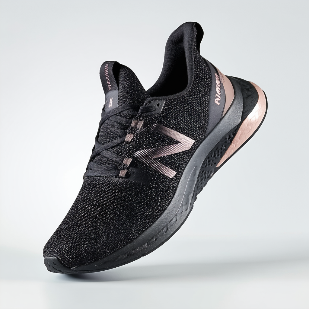 New Balance Women's Nergize Sport V1 Training Shoe, Black/Rose Gold Metallic, 7 W