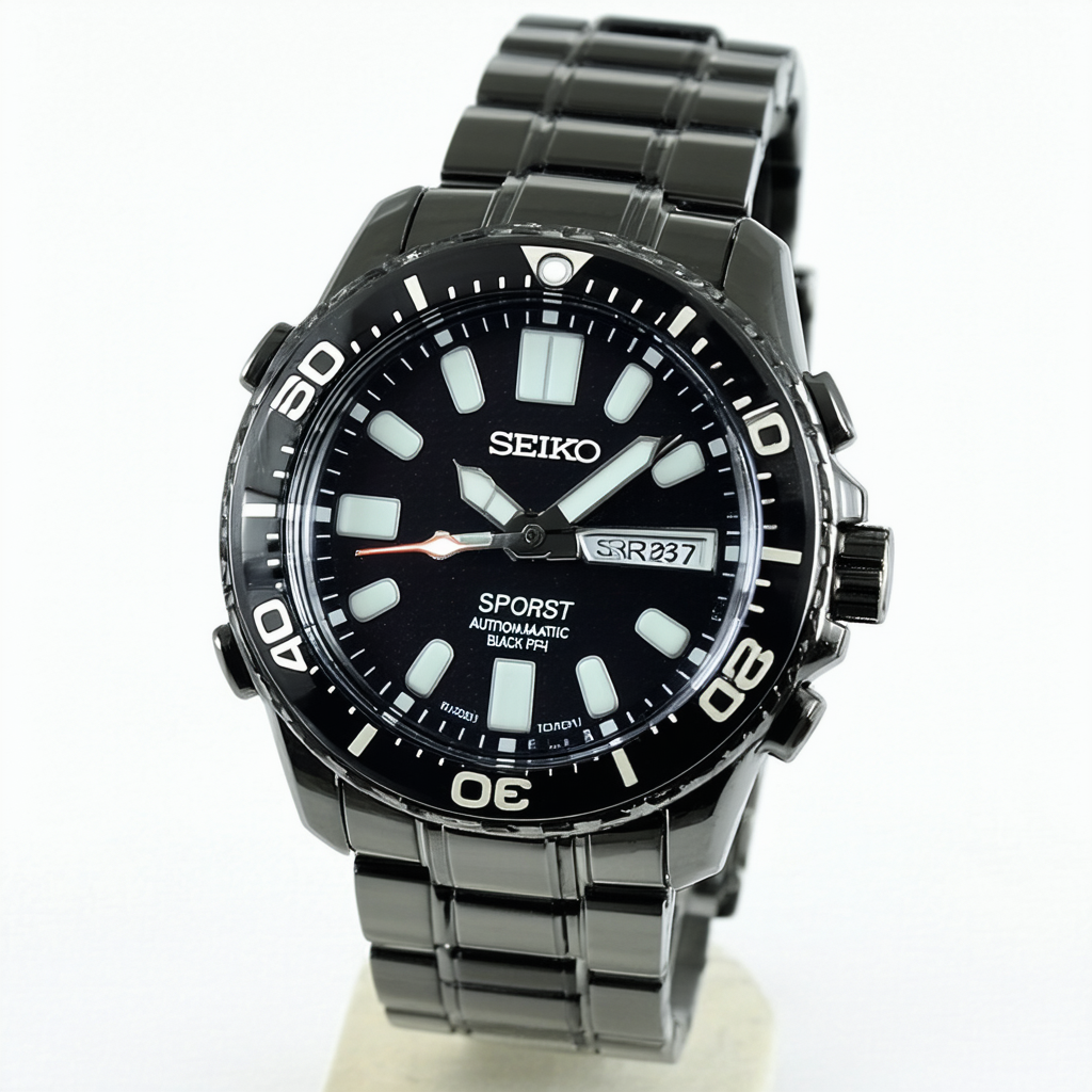 SEIKO 5 Sports Automatic Black Dial Black PVD Mens Watch SRP287