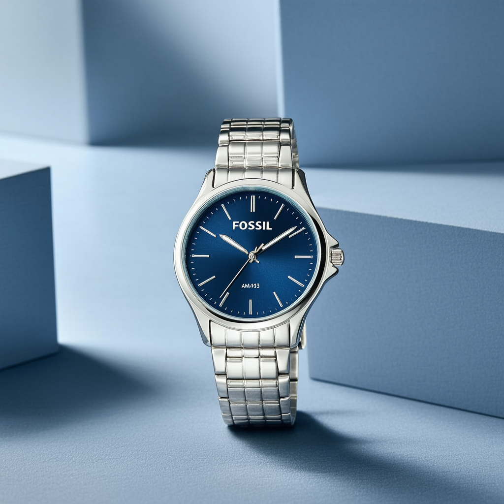 Fossil Women's AM4153 Stainless Steel Blue Dial Watch