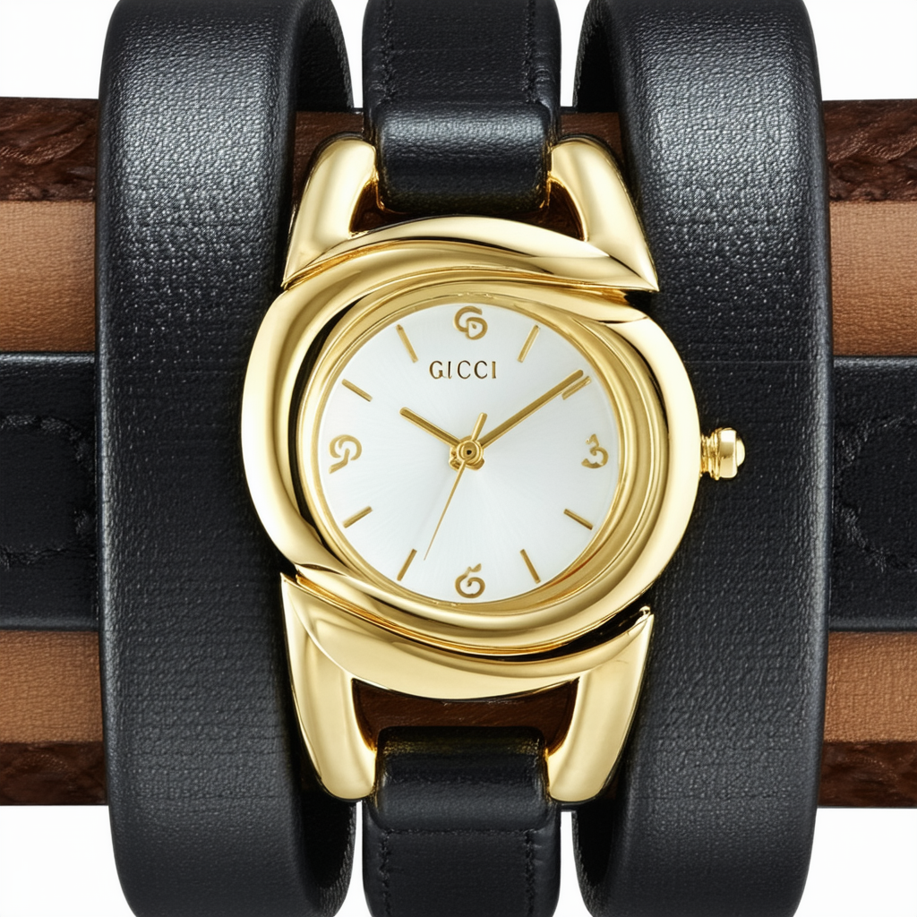 Gucci Twirl Gold Guccissima Leather Bangle Women's Watch(Model:YA112434)