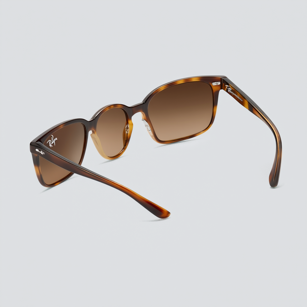 Ray-Ban Men's RB4234 Rectangular Sunglasses, Light Havana/Brown Gradient Dark Brown, 58 mm