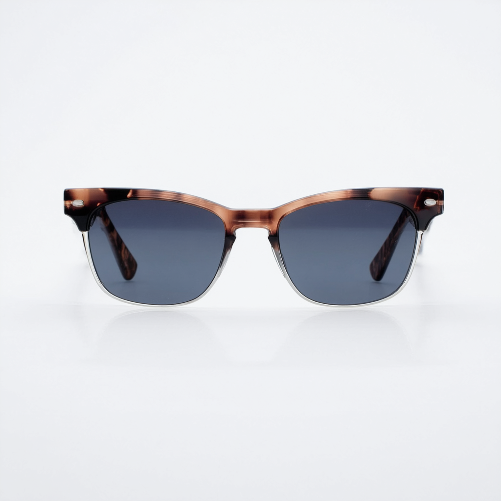 Modern Super Flat-Top Wide Temple Horn Rimmed Sunglasses 55mm