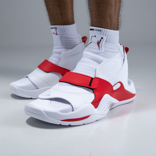 Nike Jordan Men's Jordan Hydro 4 White/Wolf Red/Gym Red Sandal 11 Men US