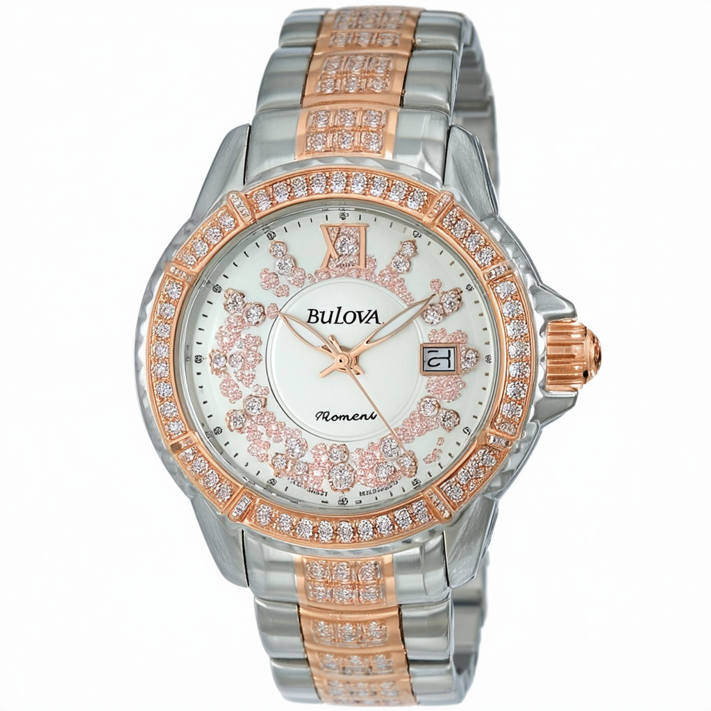 Bulova Women's 98R144 Diamond Rose and Stainless Steel Two Tone Watch