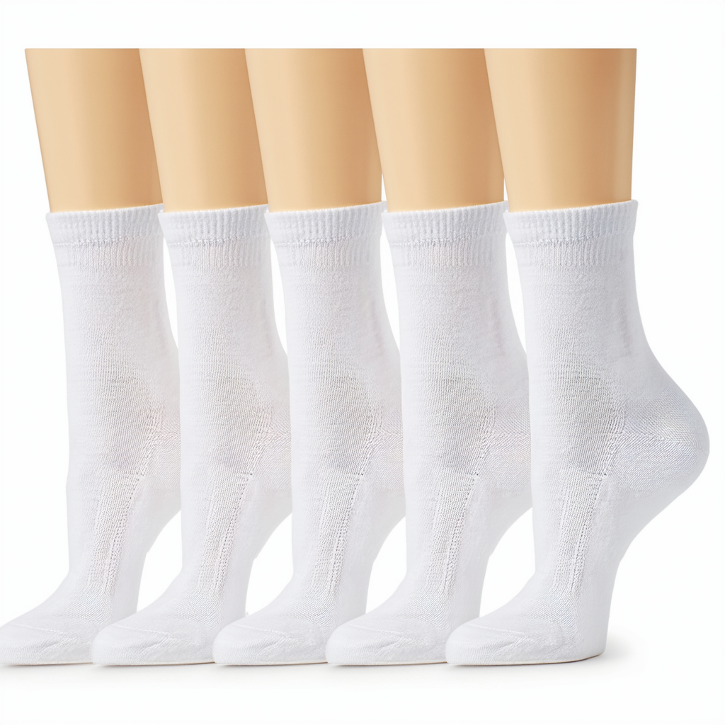 Hanes Sport Women's 6-Pack Crew Socks, White, Shoe Size 5-9