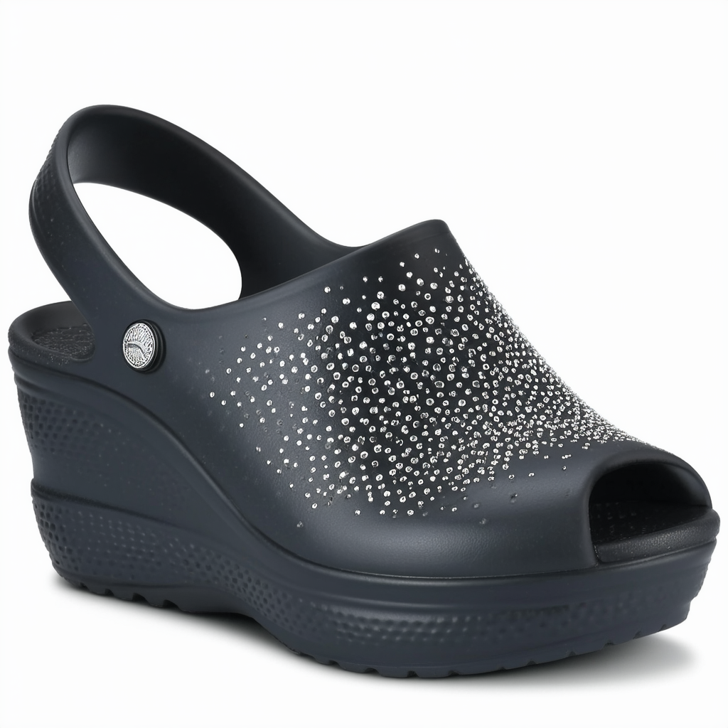 Crocs Women's Monterey Diamante Slip On Wedge | Wedge Sandals for Women