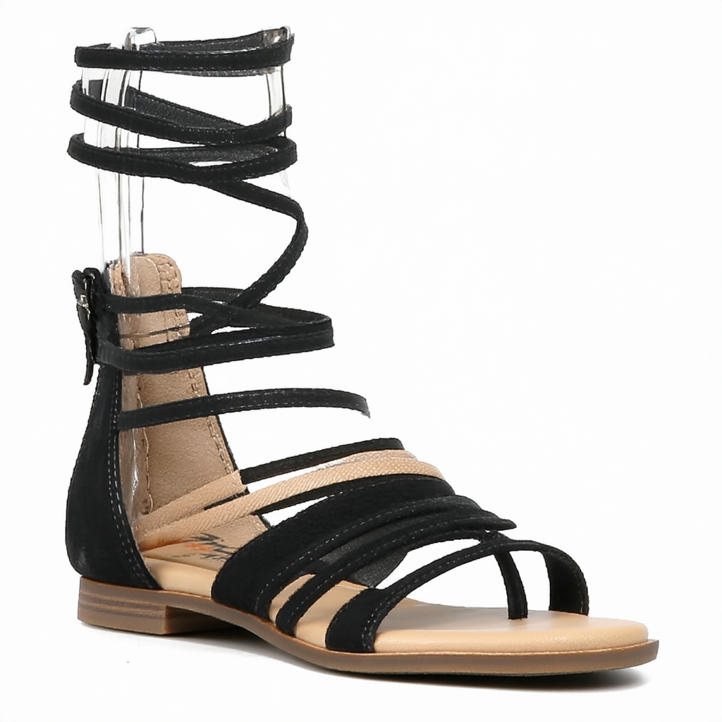 Skechers Women's Brie-Desert Dance-Multi-Strap Slingback Sandal Flat, Black, 9 M US