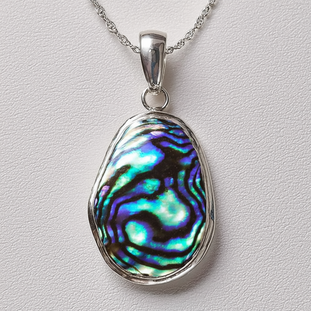 Amazon Collection Sterling Silver Paua Shell Pendant, 16-18"