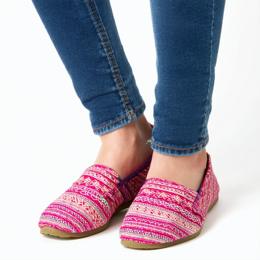 TOMS Women's Classics Fuchsia Tribal Jersey Loafer (7.5)