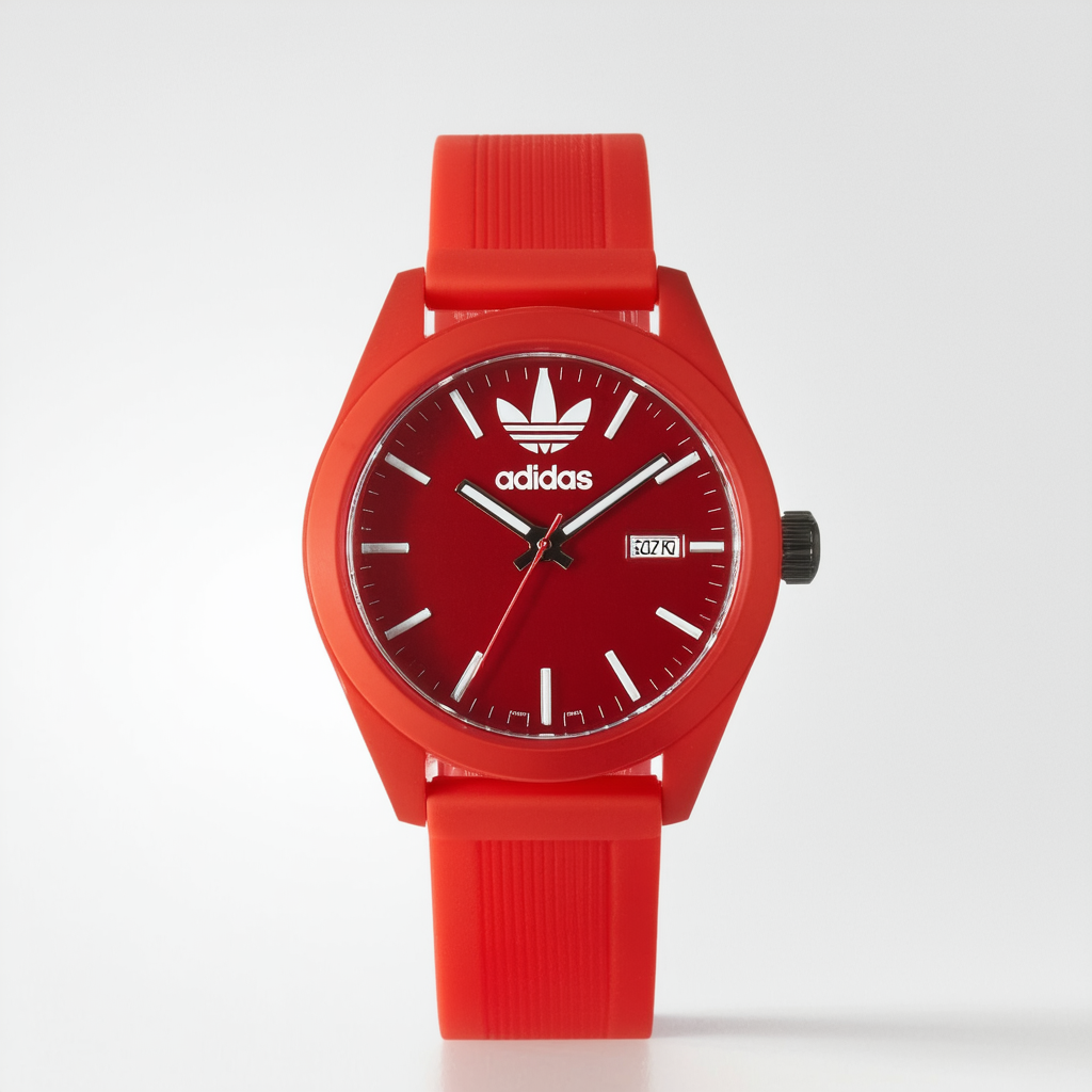 Adidas Santiago XL Red Dial Red Rubber Strap Mens Watch ADH2714