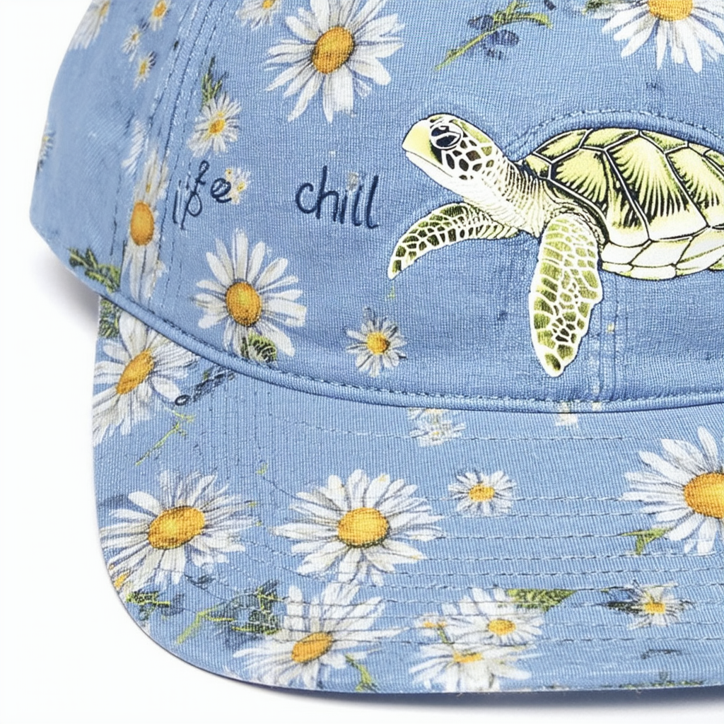 Life is Good. Chill Cap Sea Turtle Daisy, Darkest Blue