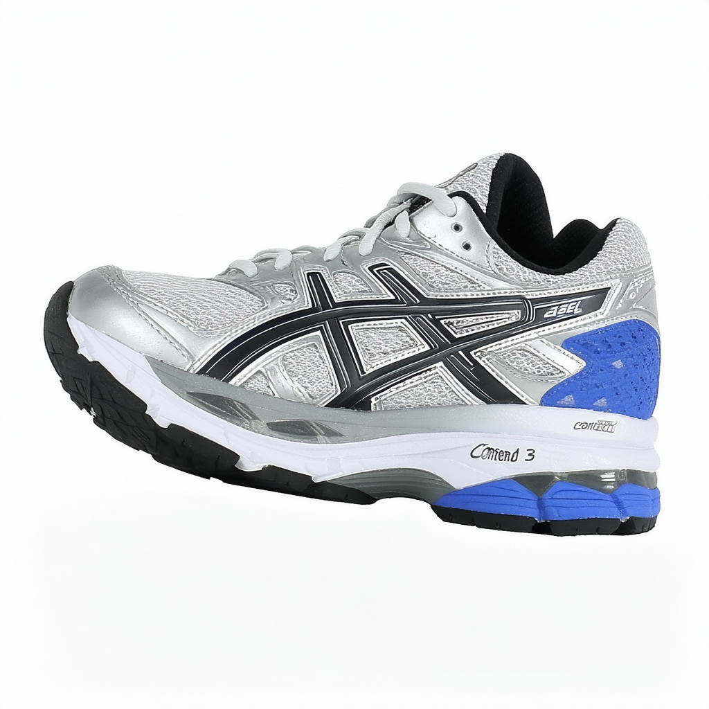 ASICS Men's Gel Contend 3 Running Shoe, Silver/Electric Blue/Black, 8.5 4E US