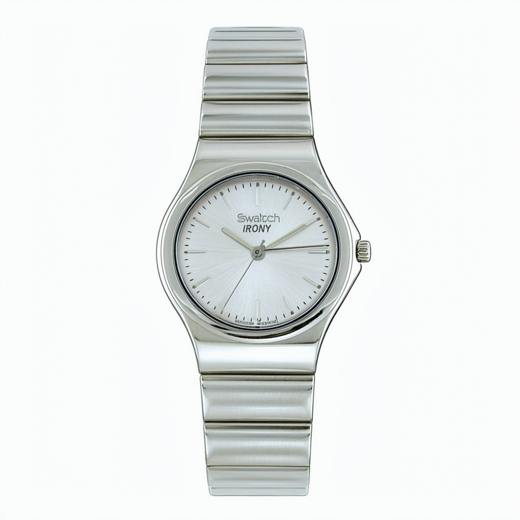 Swatch Irony Pure Powder Silver Dial Stainless Steel Ladies Watch YLS172G