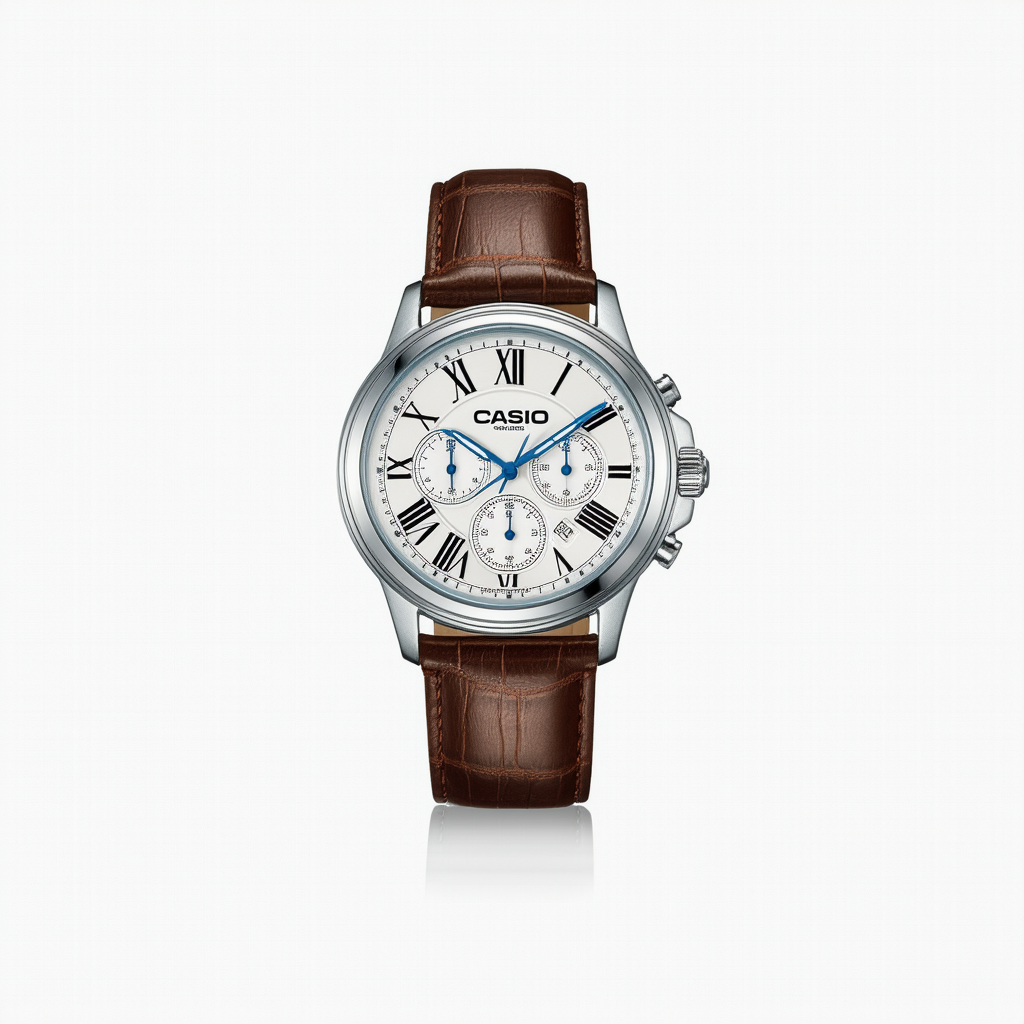Casio Men's Brown Leather Dress Watch w/ Roman Numerals MTP-E105L-8AVDF