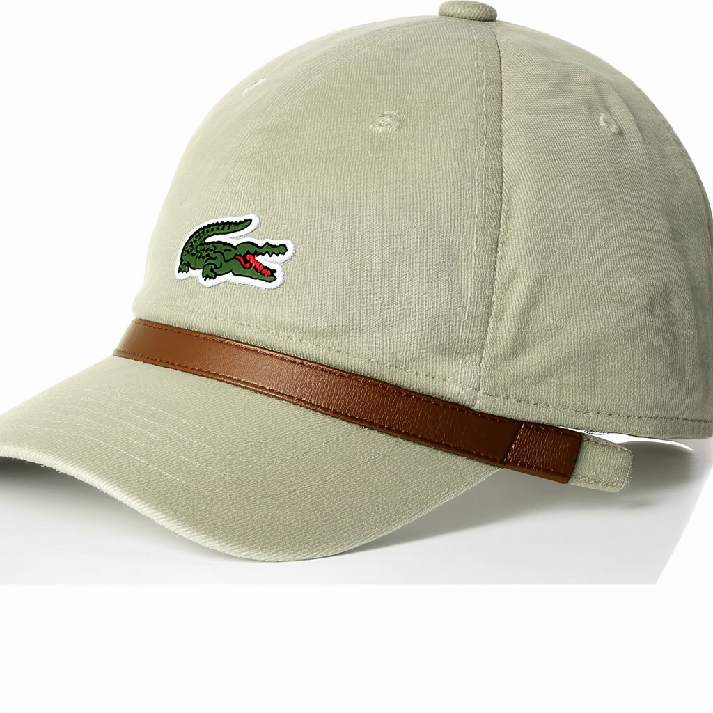 Lacoste Unisex Adult Big Croc Twill Adjustable Leather Strap Hat