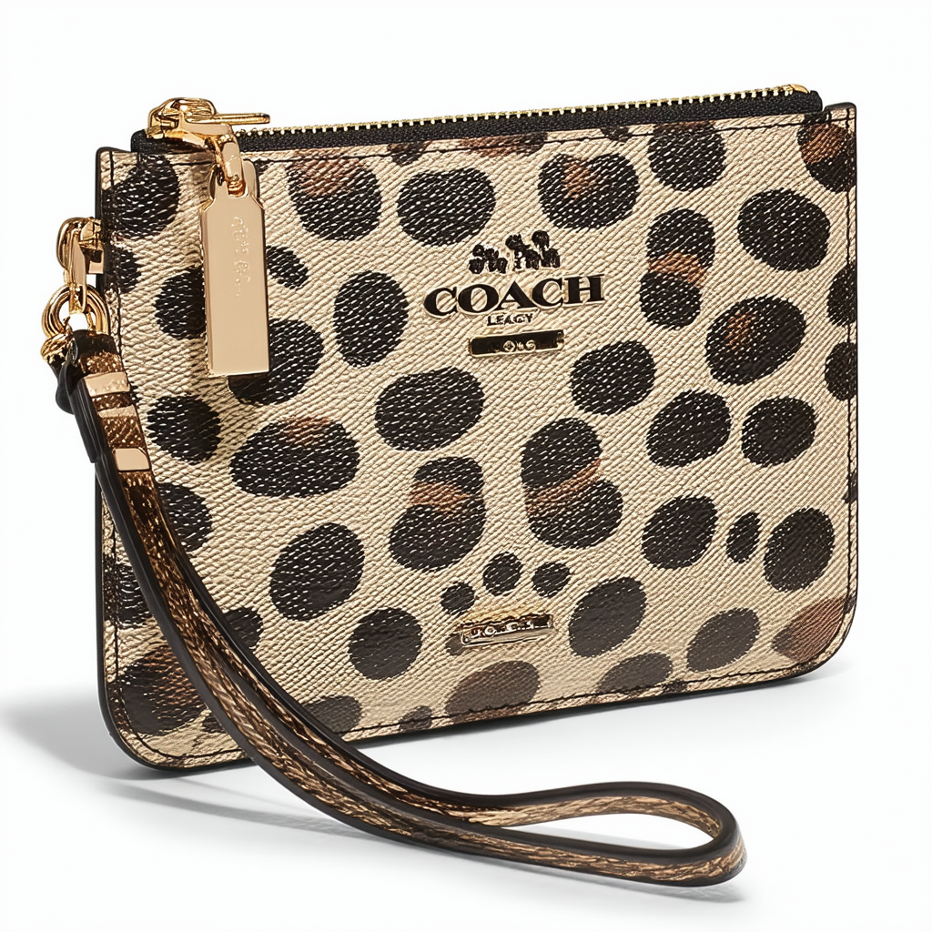 NEW AUTHENTIC COACH LEGACY OCELOT PRINT ZIP WRISTLET WALLET