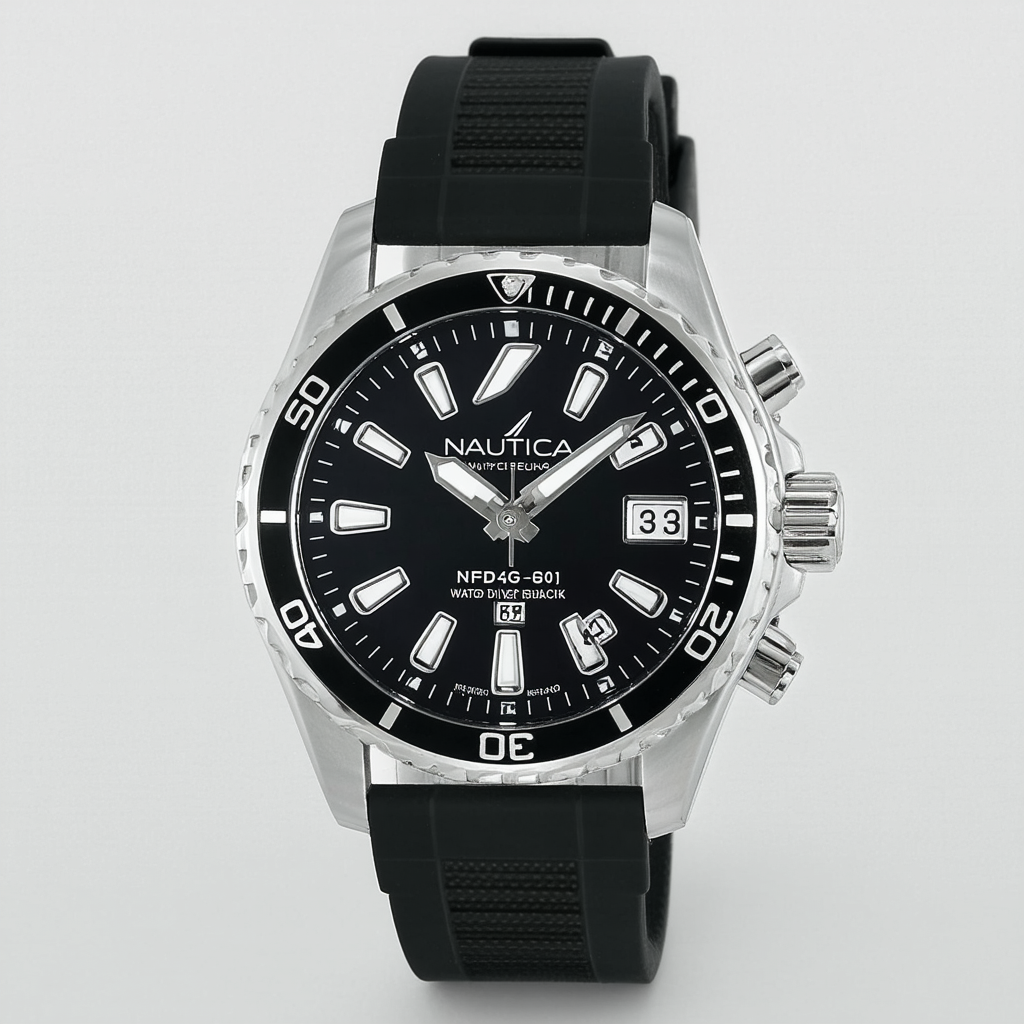 Nautica Men's N11545G BFD 101 Diver Black Dial Watch