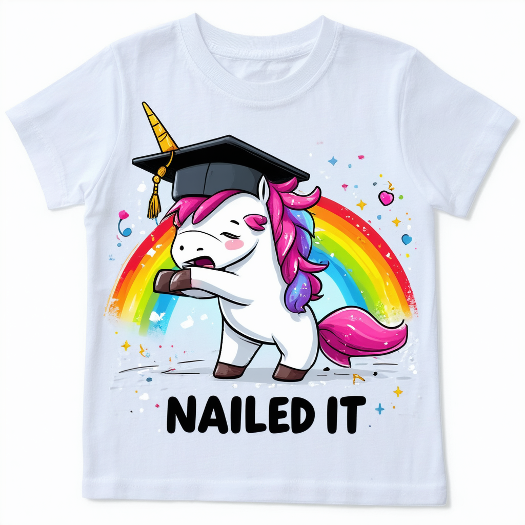Dabbing Rainbow Unicorn 4th Grade Graduation Nailed It Youth T-Shirt