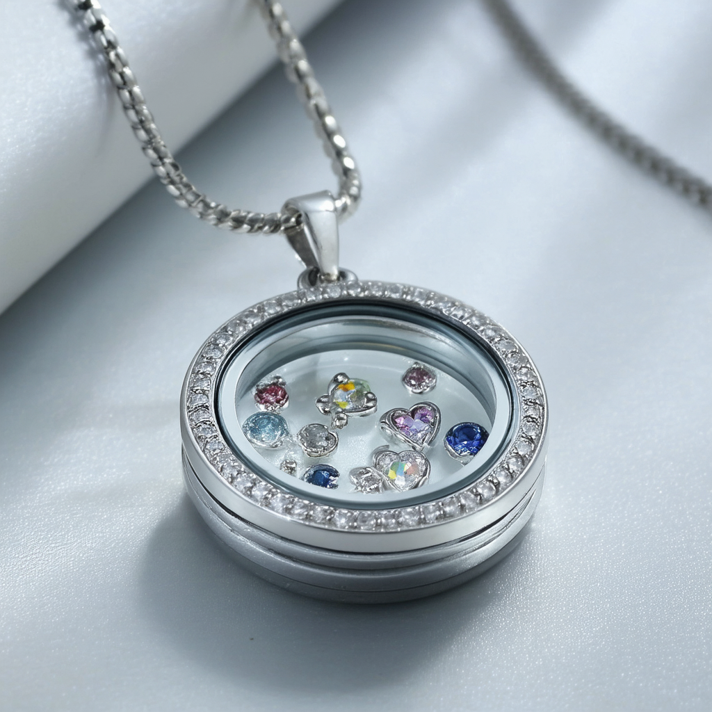 Generic Living Memory Locket Crystal Necklace Floating Charm Jewelery Pendant Charms DIY