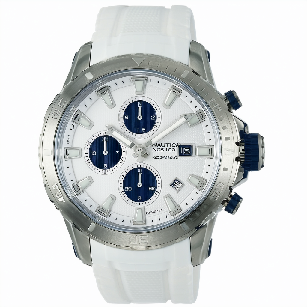 Nautica Men's N25510G NCS-100 White Polyurethane Strap Chronograph Watch