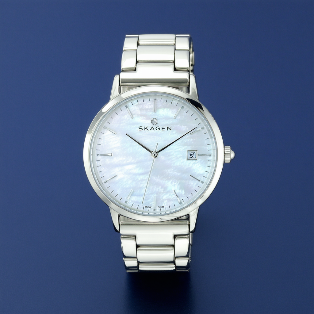Skagen Women's 456SSLN Denmark White Mother-of-Pearl Dial Watch