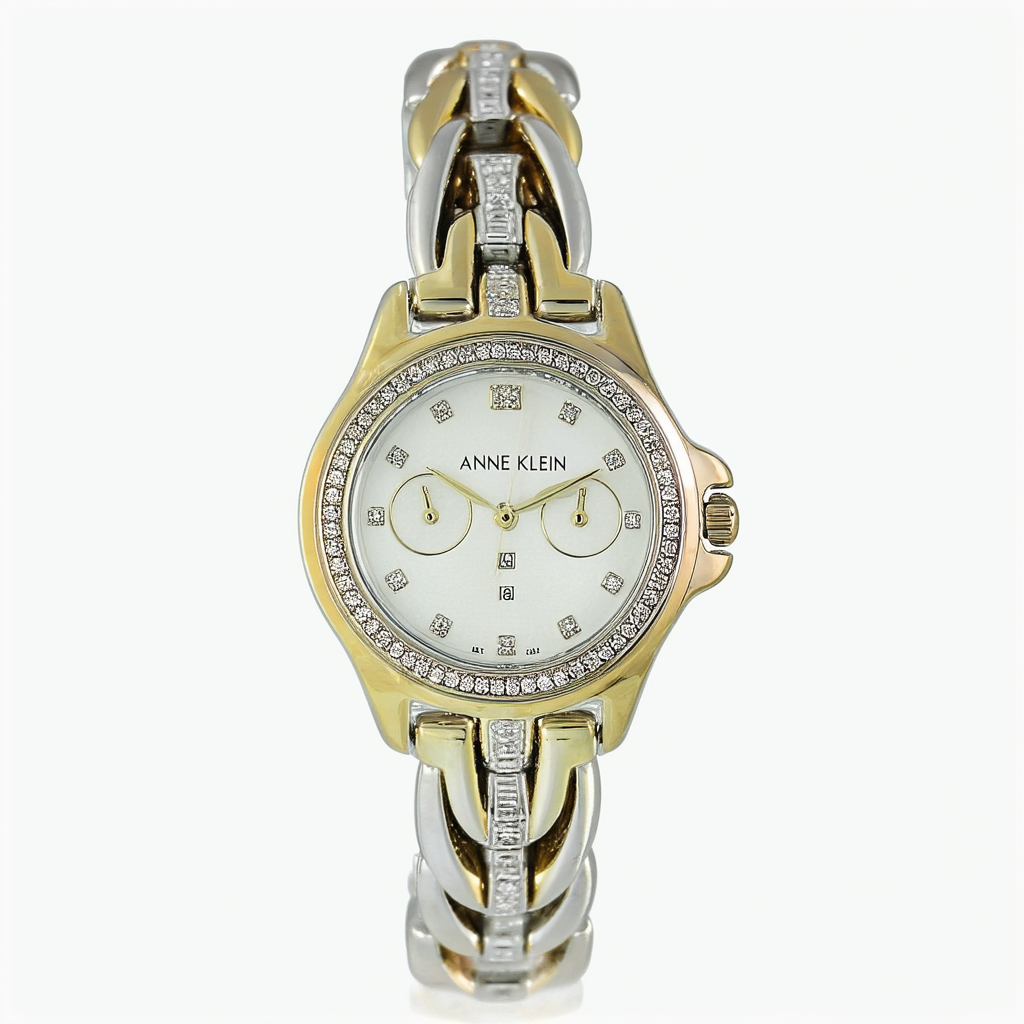 Anne Klein Women's AK/1385SVTT Diamond Dial Two-Tone Open Link Bracelet Watch
