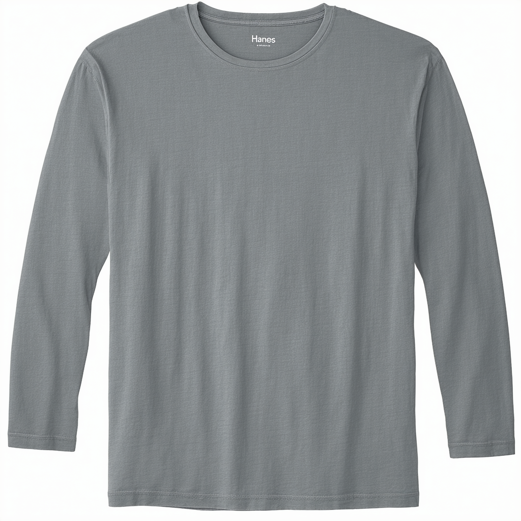 Hanes Men's Essentials Long-Sleeve T-Shirt, Crewneck Cotton T-Shirts for Men, 2-Pack