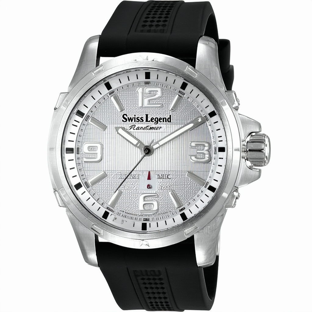 Swiss Legend Men's 20028-02S-BBL Planetimer Silver Textured Dial Watch