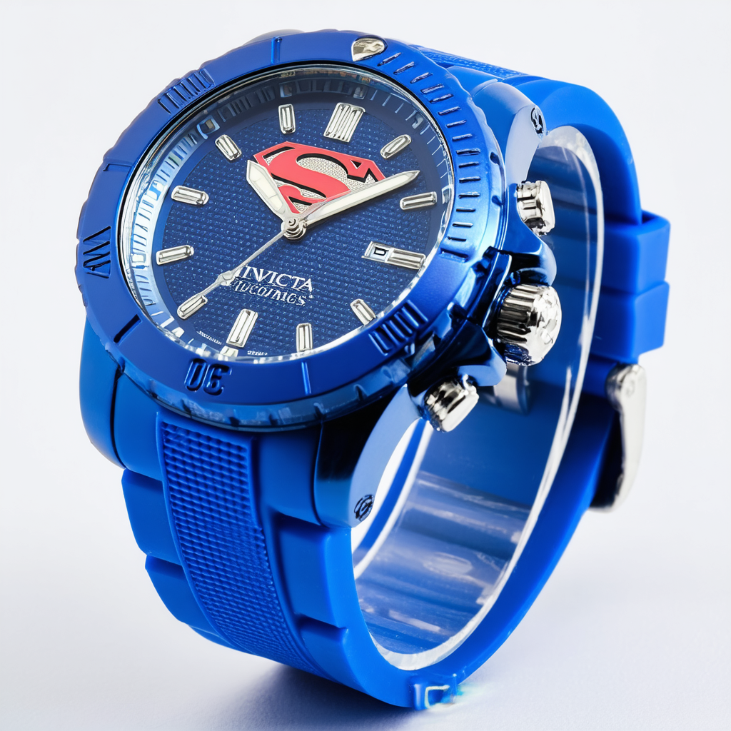 Invicta 37610 Blue Dial and Blue Band DC Comics Superman Men's 53mm Watch