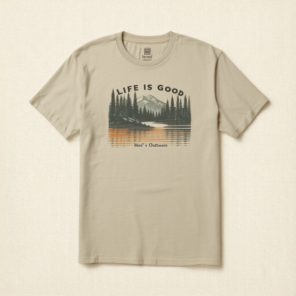Life is Good Men's Outdoors Cool Tee (Light Khaki)