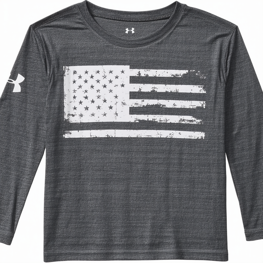 Under Armour Big Boys' Freedom Flag T-Shirt - Charcoal Medium Heather/White