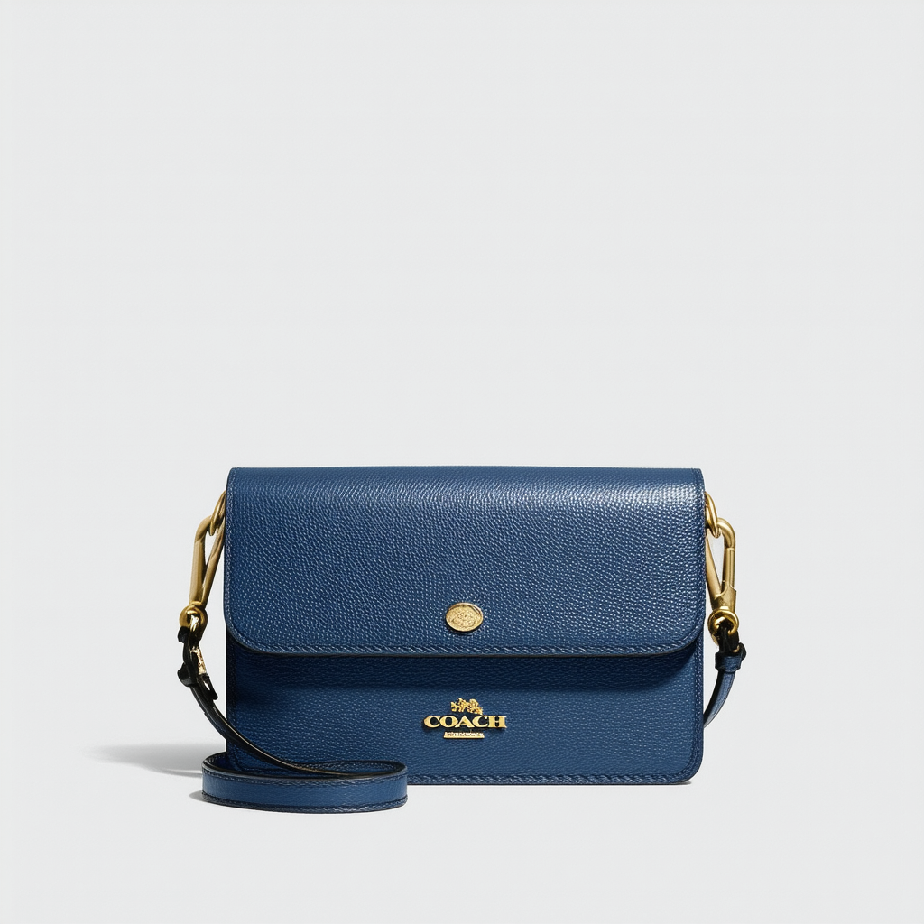 Coach Smooth Leather Phone Crossbody Shoulder Bag 63154 Denim