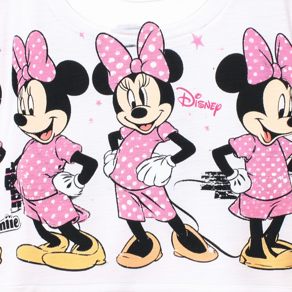 Disney Characters 80s Minnie Mickey Girl's Solid Crew Tee