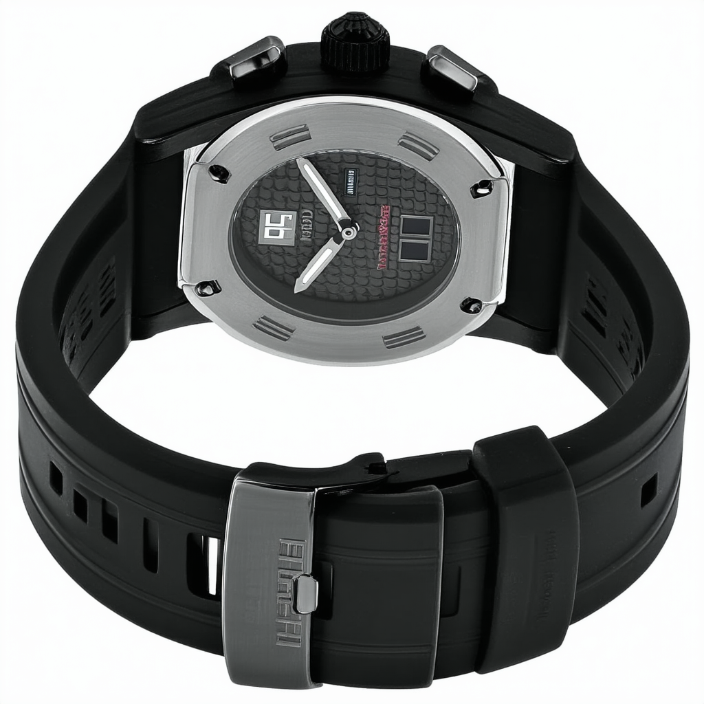 Swiss Legend Men's 10068-018-SET "Commander" Steel Grey Black Dial Silicone Watch Set