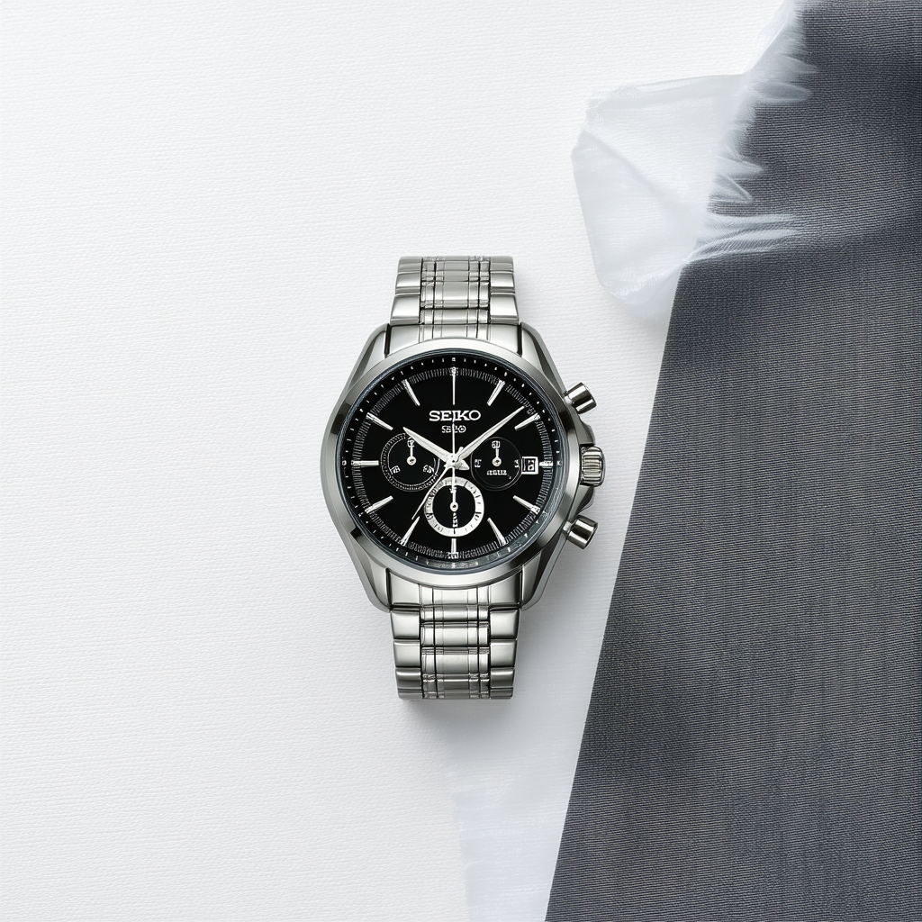 Seiko Chronograph Black Dial Mens Watch SSB071