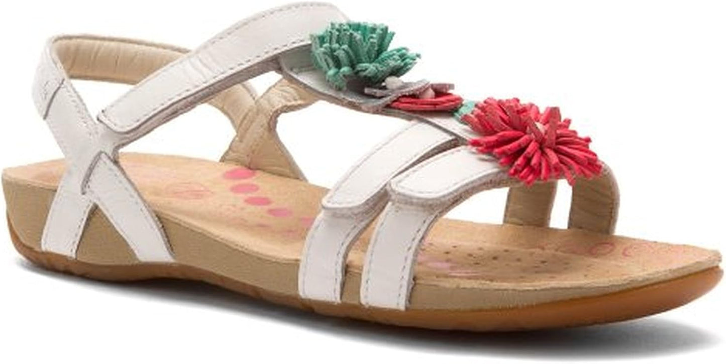 CLARKS Kids Girl's Rio Flower (Little Kid/Big Kid) White Combi Sandal 3 Little Kid M