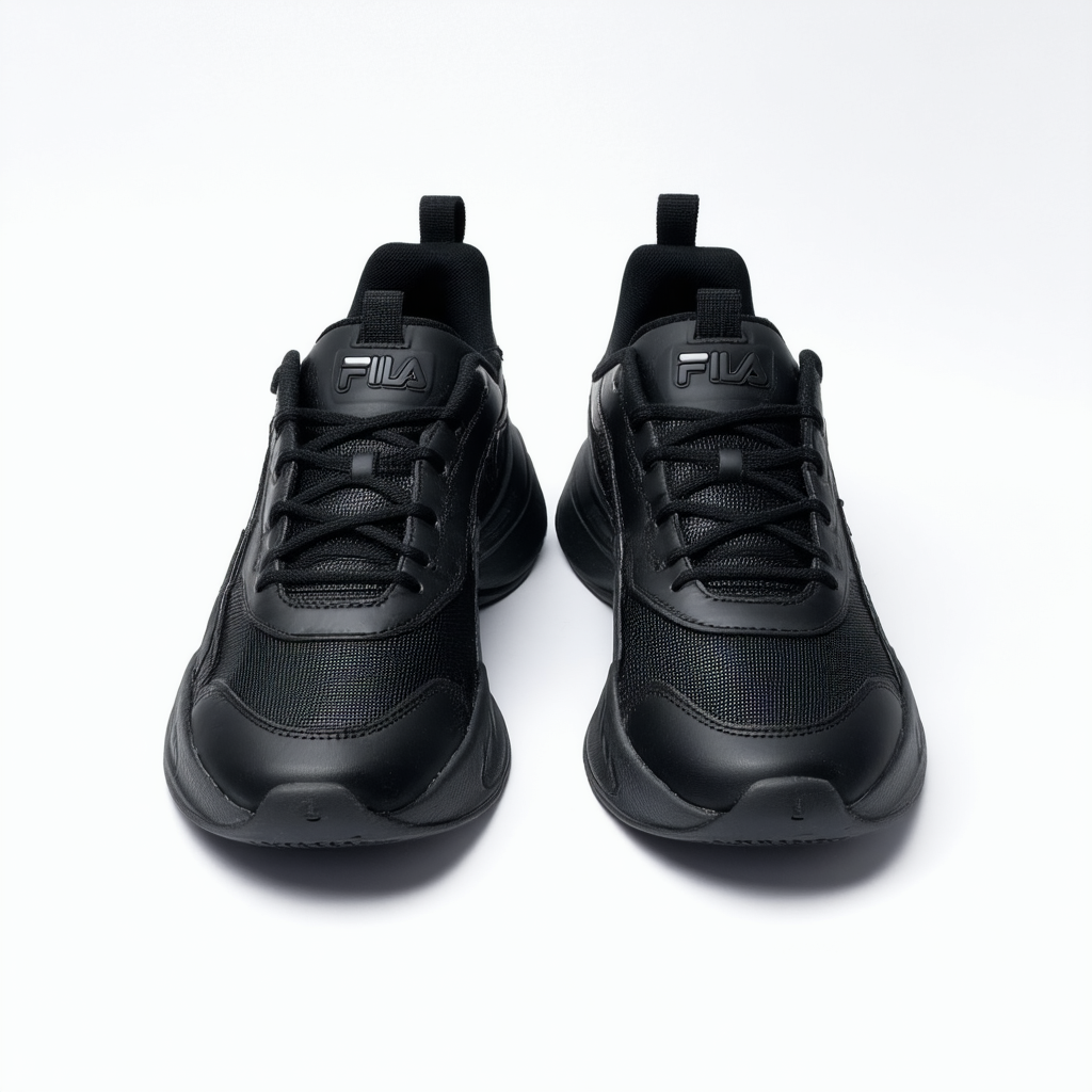 Fila Mens Ray Faux Leather Low Top Sneakers Black