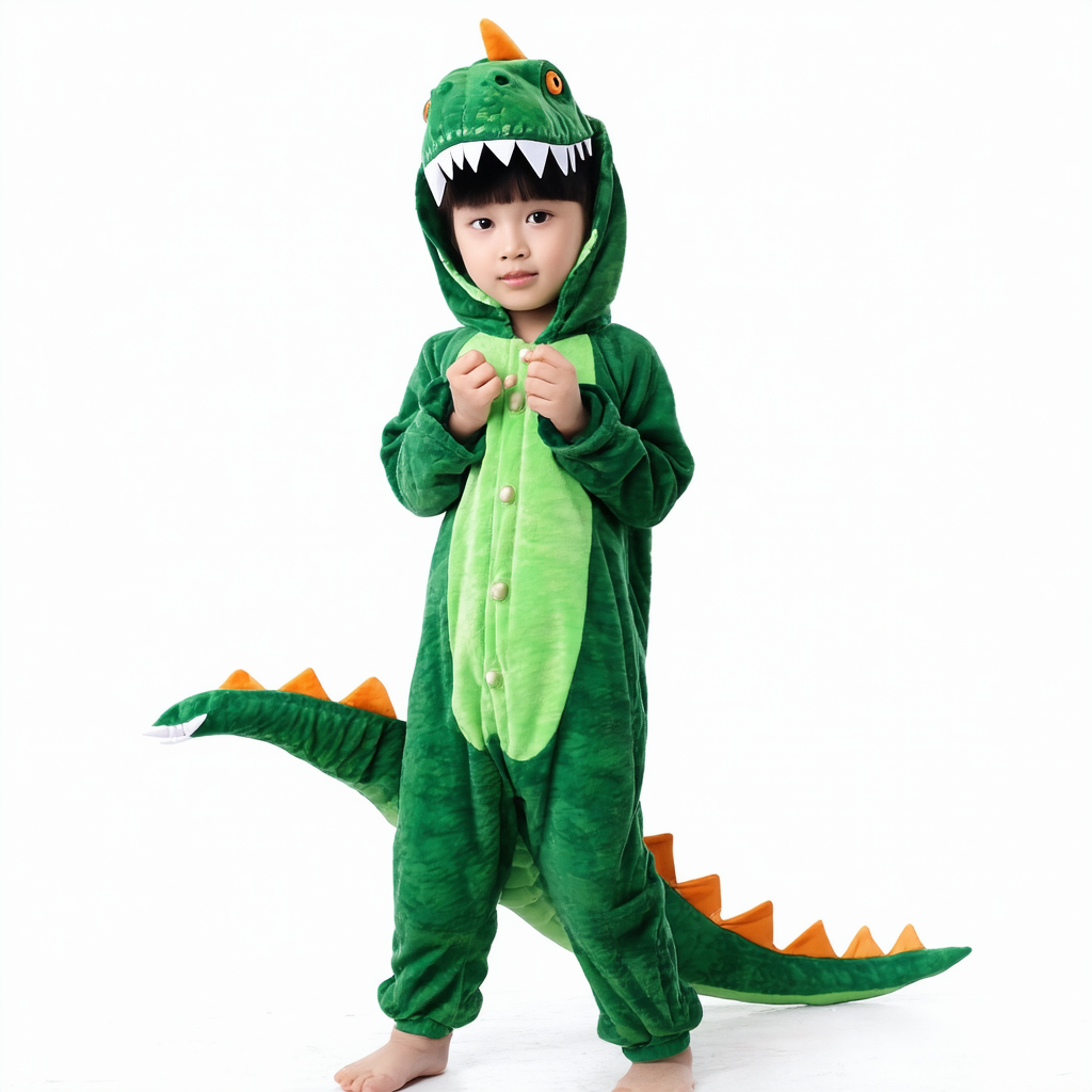 Kid?s Velociraptor Costume Child Dinosaur Costume Raptor Bodysuit, Headpiece
