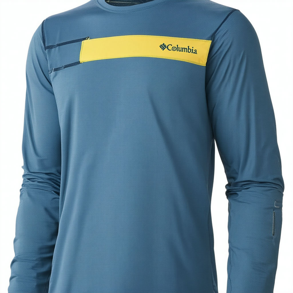 Columbia Men's Terminal Tackle Long Sleeve Shirt, Blue Heron/Dark Banana, Large
