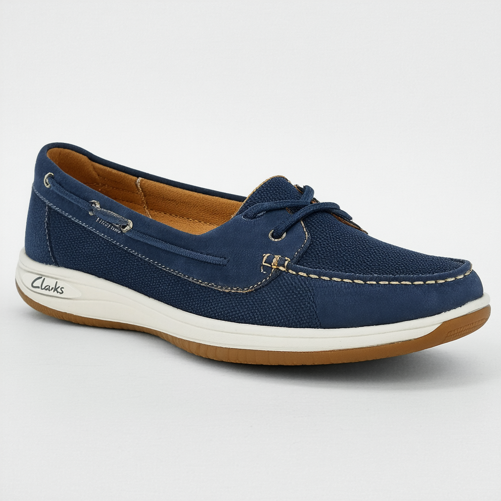 Clarks Women's, Step Glow Lite Boat Shoe Navy 8.5 W