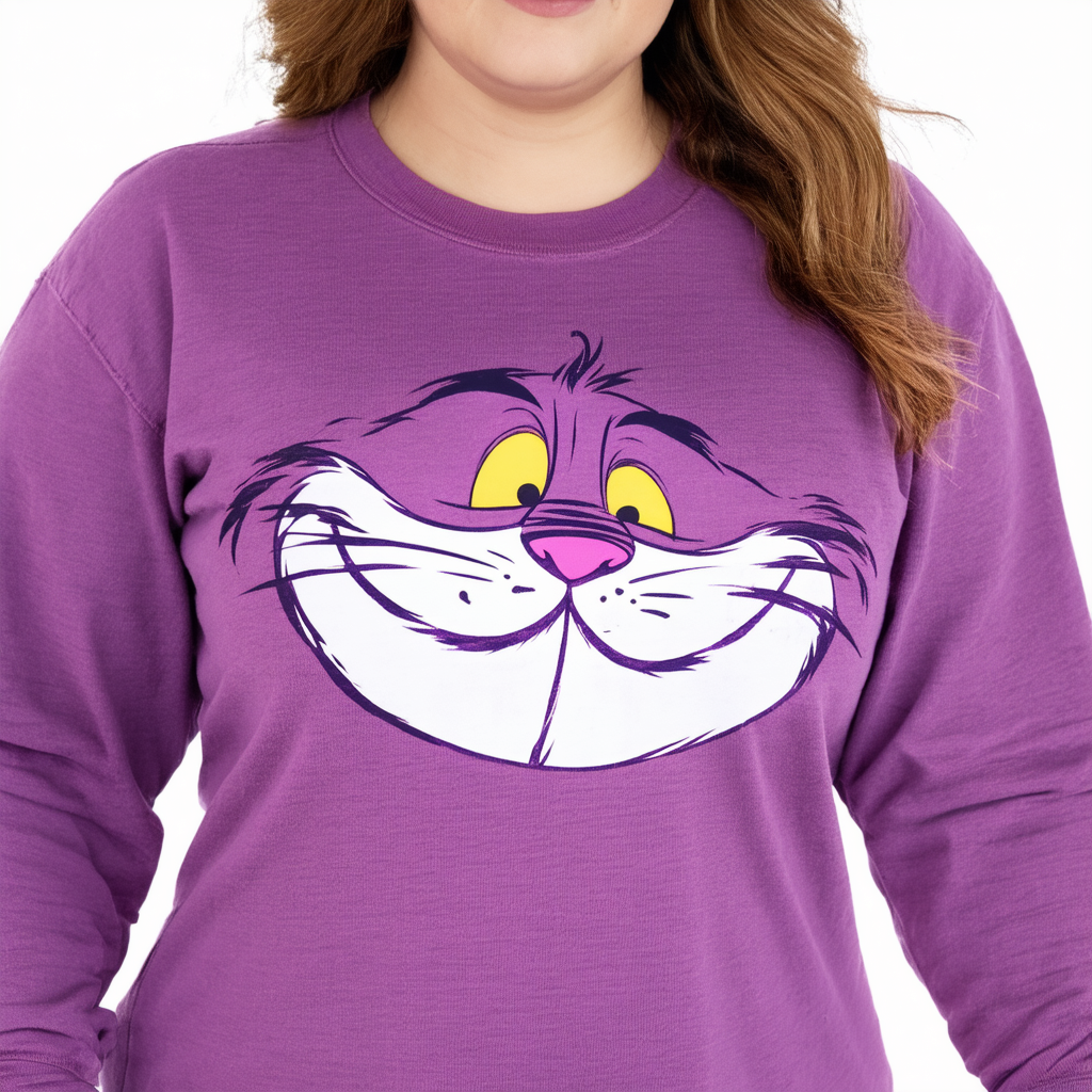 Disney Womens Plus Size T-Shirt Cheshire Cat Alice in Wonderland (Pink