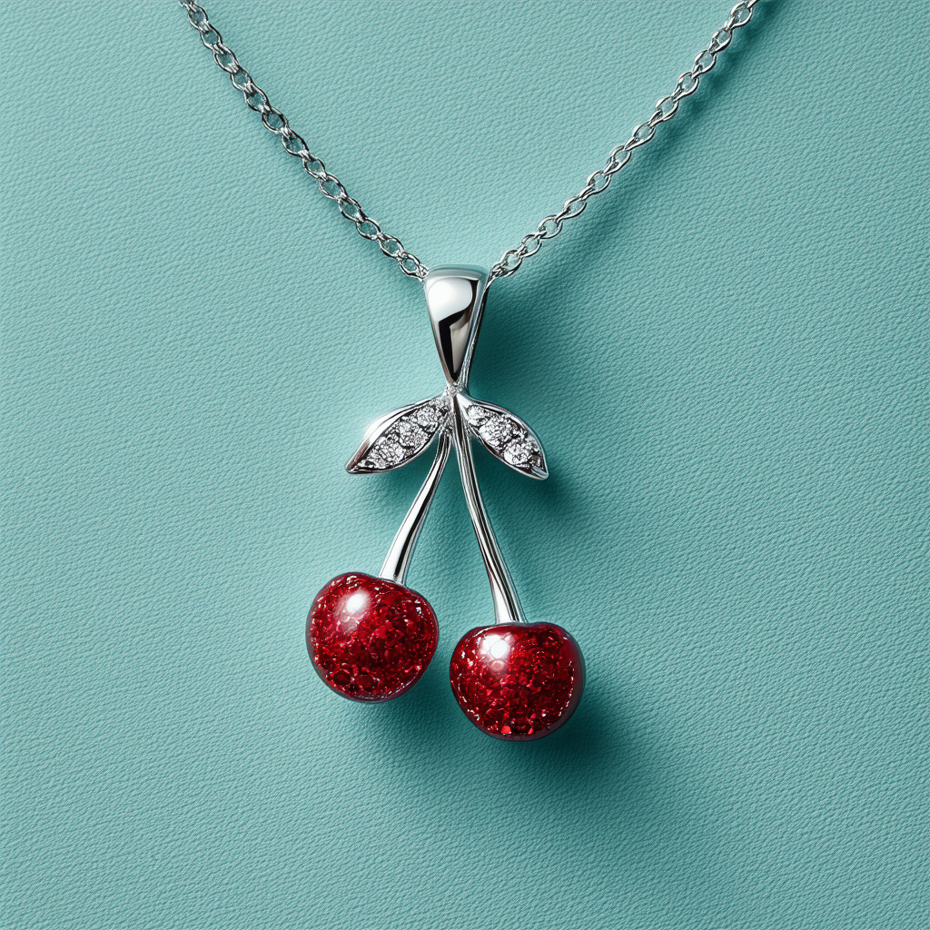 Amazon Collection Sterling Silver with Swarovski Elements Red Cherries Pendant Necklace, 18"