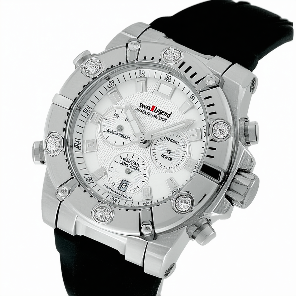 Swiss Legend Men's 30021-02S Ambassador Silver Dial Black Silicone Watch