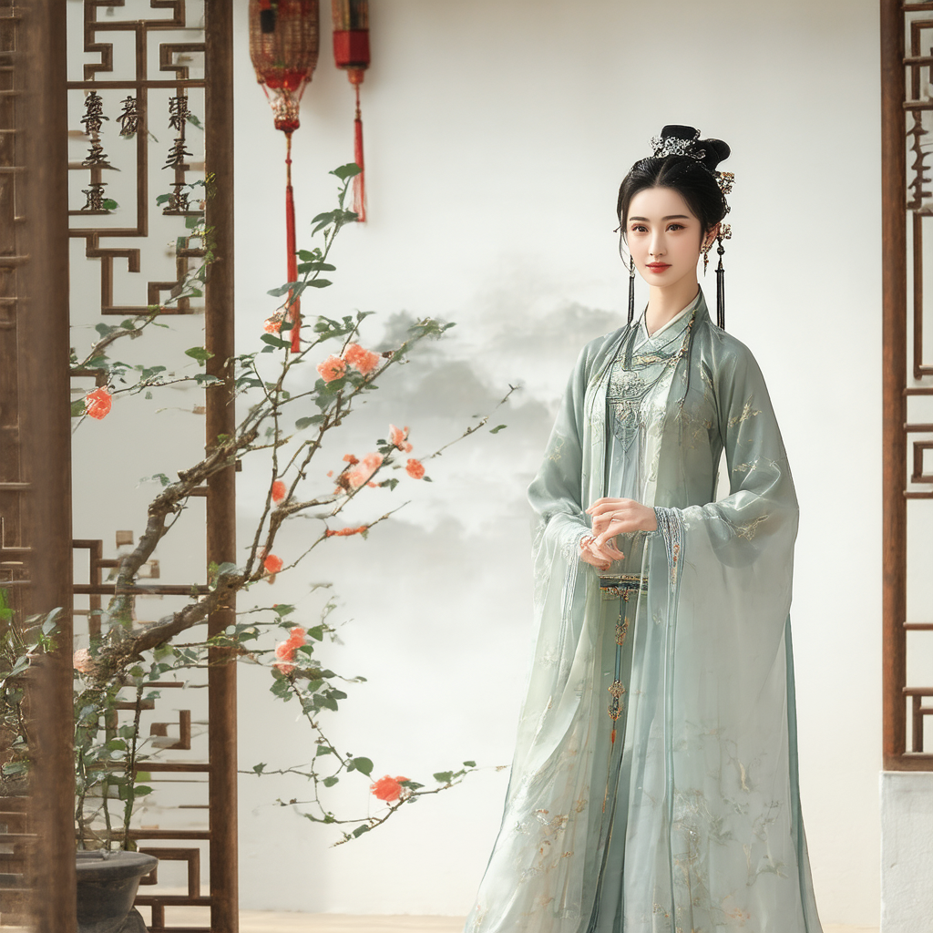 Adult Traditional Hanfu Wide Sleeve Round Neck Gown Ming Dynasty Ancient Chinese Costume
