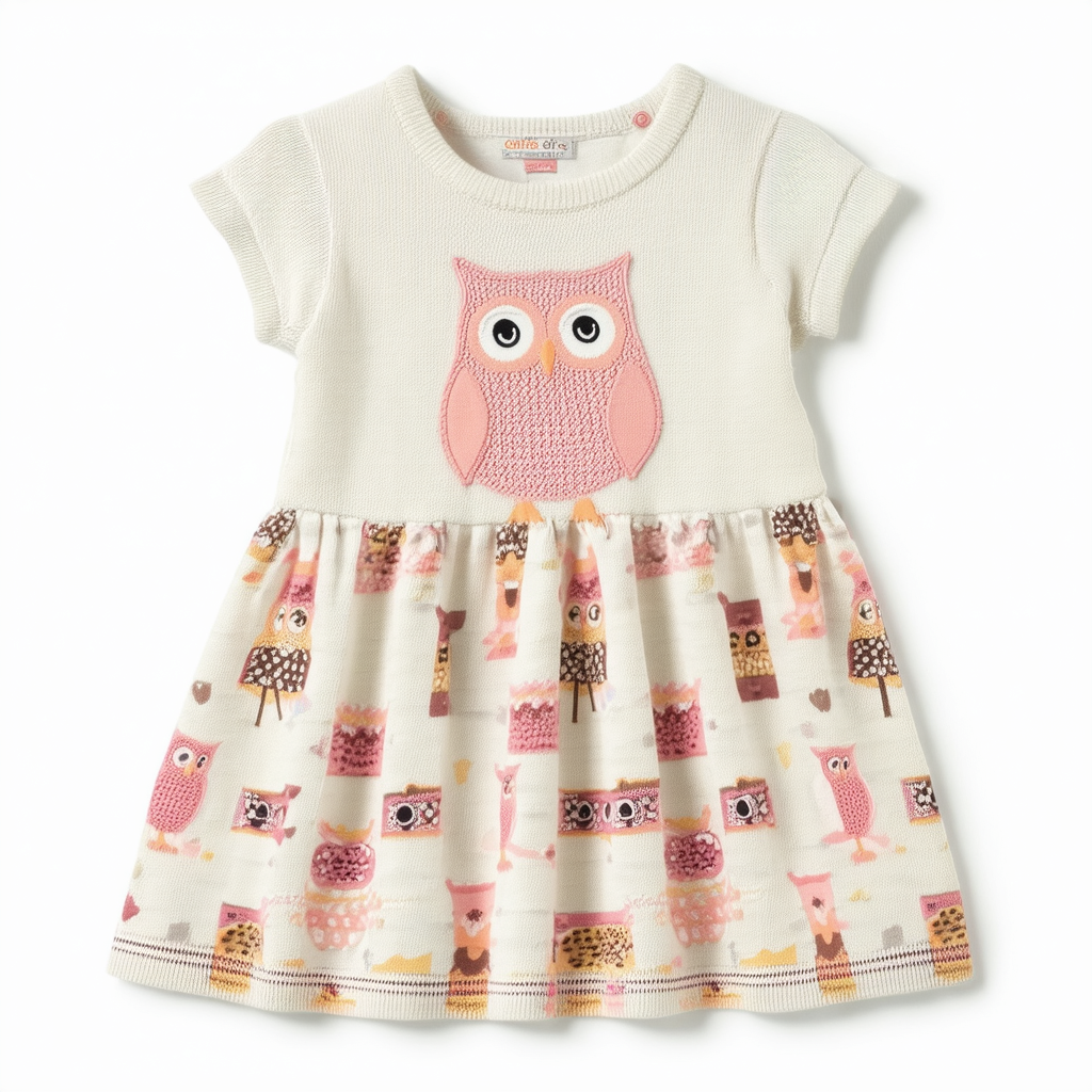 Carter's Girls' Knit S/S Dress - Owl - 6