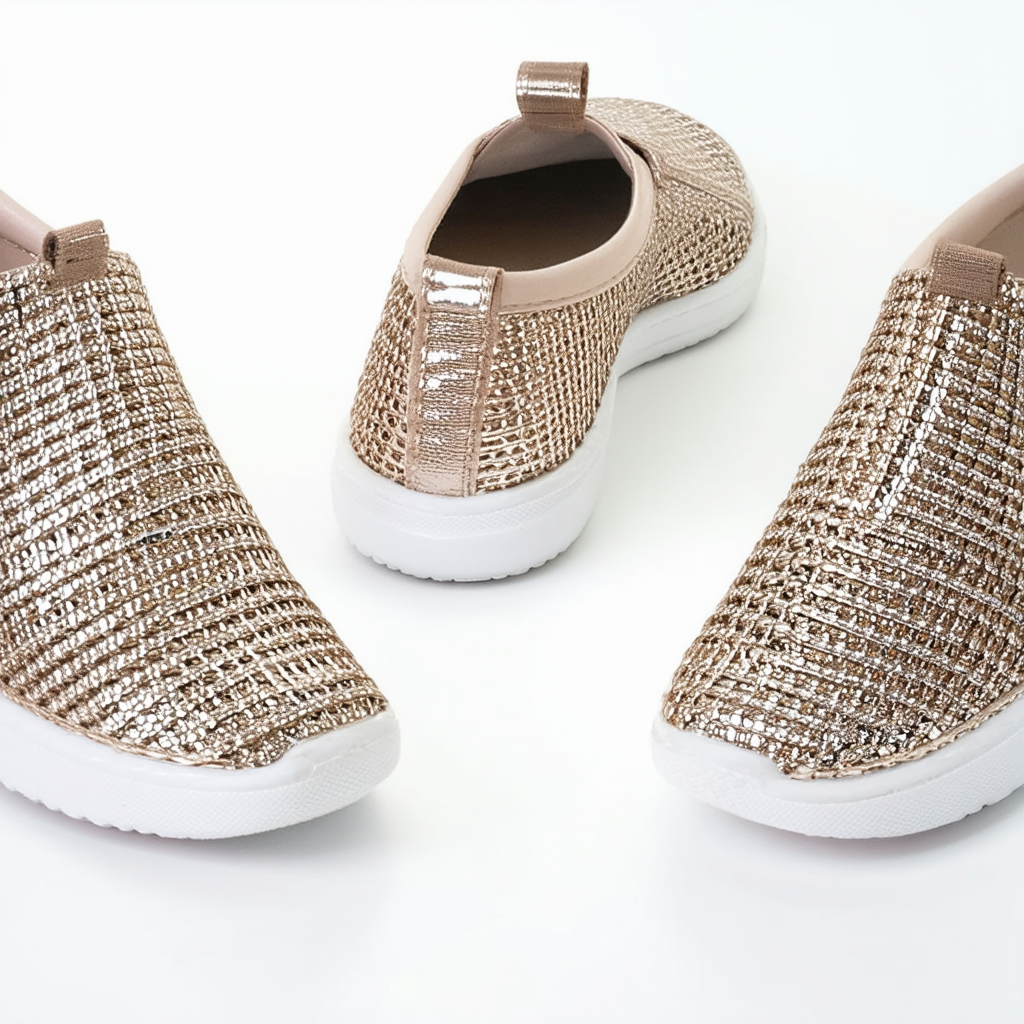 Qupid Women Metallic Woven Webbing Slip On Fashion Sneaker BH24 - Bronze