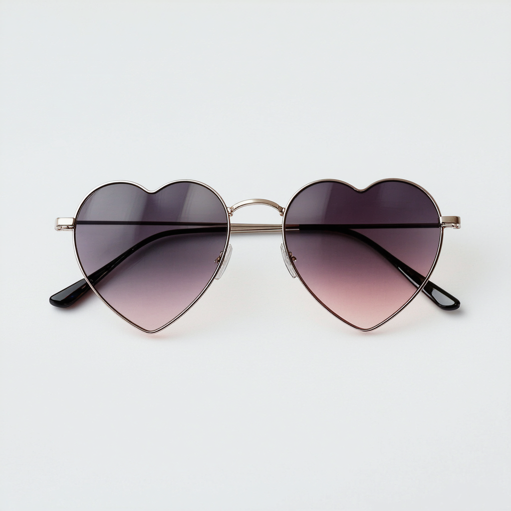 zeroUV Small Thin Metal Frame Temples Colored Gradient Lens Heart Sunglasses 52mm