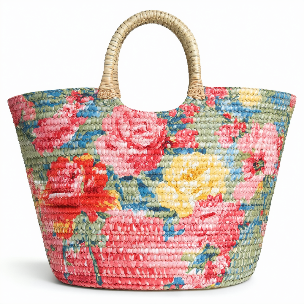 Vera Bradley Large Straw Tote (Flower Shower)